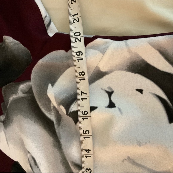 Robbie Bee Burgundy and White Floral Long Sleeve Dress - Picture 5 of 11